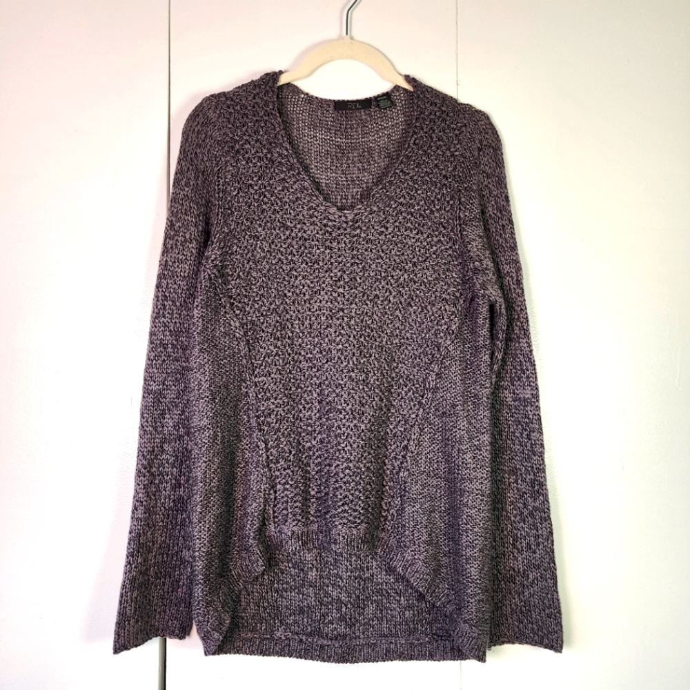 RDI Knit Pullover V-Neck Sweater Medium Brown